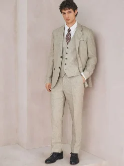 Online Next Linen Blend Texture Suit Waistcoat Neutral