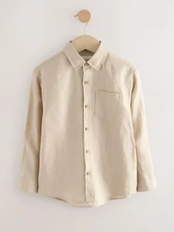 Online Next Long Sleeve 100% Linen Shirt (3-16yrs) Neutral