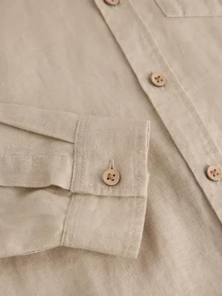 Online Next Long Sleeve 100% Linen Shirt (3-16yrs) Neutral
