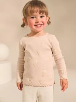 Next Neutral Long Sleeve Rib Tops 5 Pack (3mths-7yrs)^ Newborn Clothing|Baby Girls