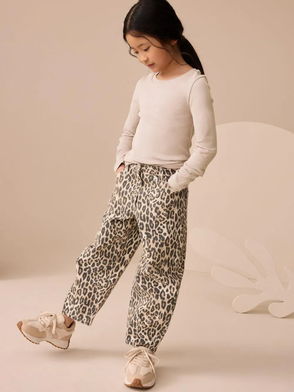 Next Neutral Long Sleeve Ribbed Top (3-16yrs)^ Tops|T-Shirts