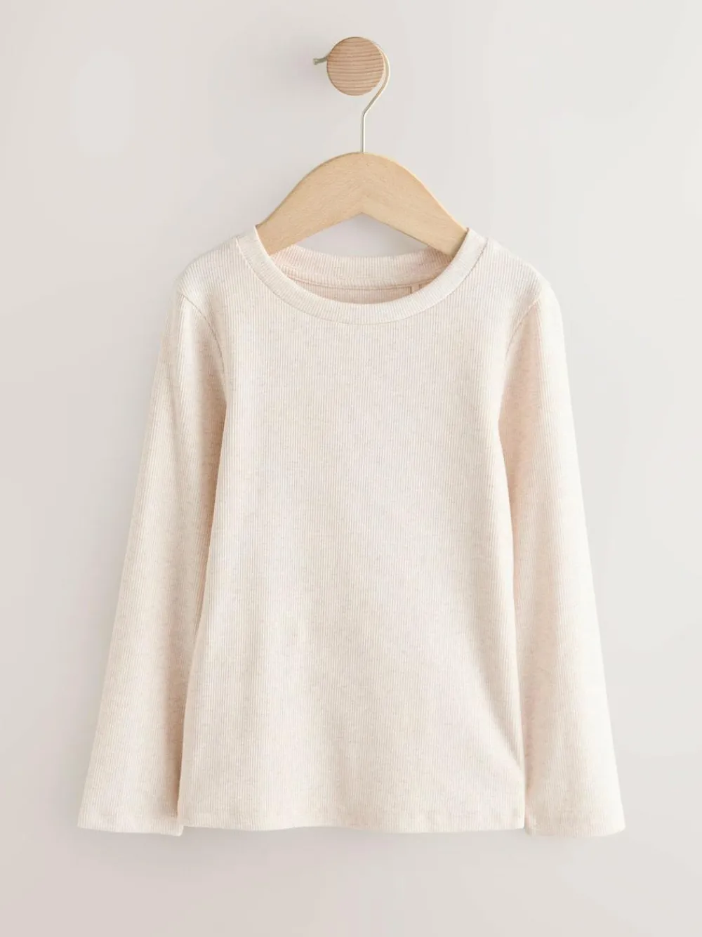 Next Neutral Long Sleeve Ribbed Top (3-16yrs)^ Tops|T-Shirts