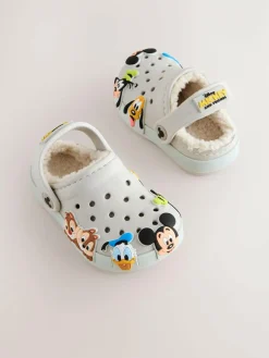 Clearance Next Neutral Mickey Warm Lined Slippers Clogs