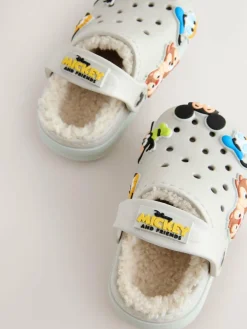 Clearance Next Neutral Mickey Warm Lined Slippers Clogs