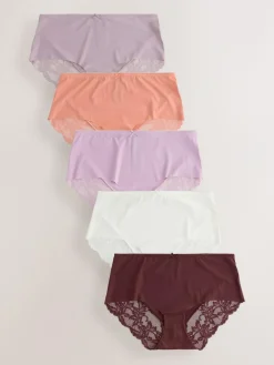 Next Neutral Midi No VPL Lace Back Briefs 5 Pack^Women All Lingerie|Panties