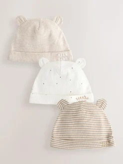 Best Next Neutral Milk Club Baby Beanies 3 Pack (0-12mths)