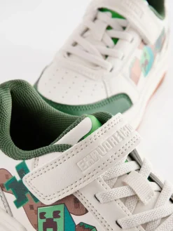 Next Neutral Minecraft Touch Close Elastic Lace Trainers^BOY Sneakers