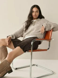 Next Boucle Long Sleeve Polo Jumper^Women Knitwear|Knitwear