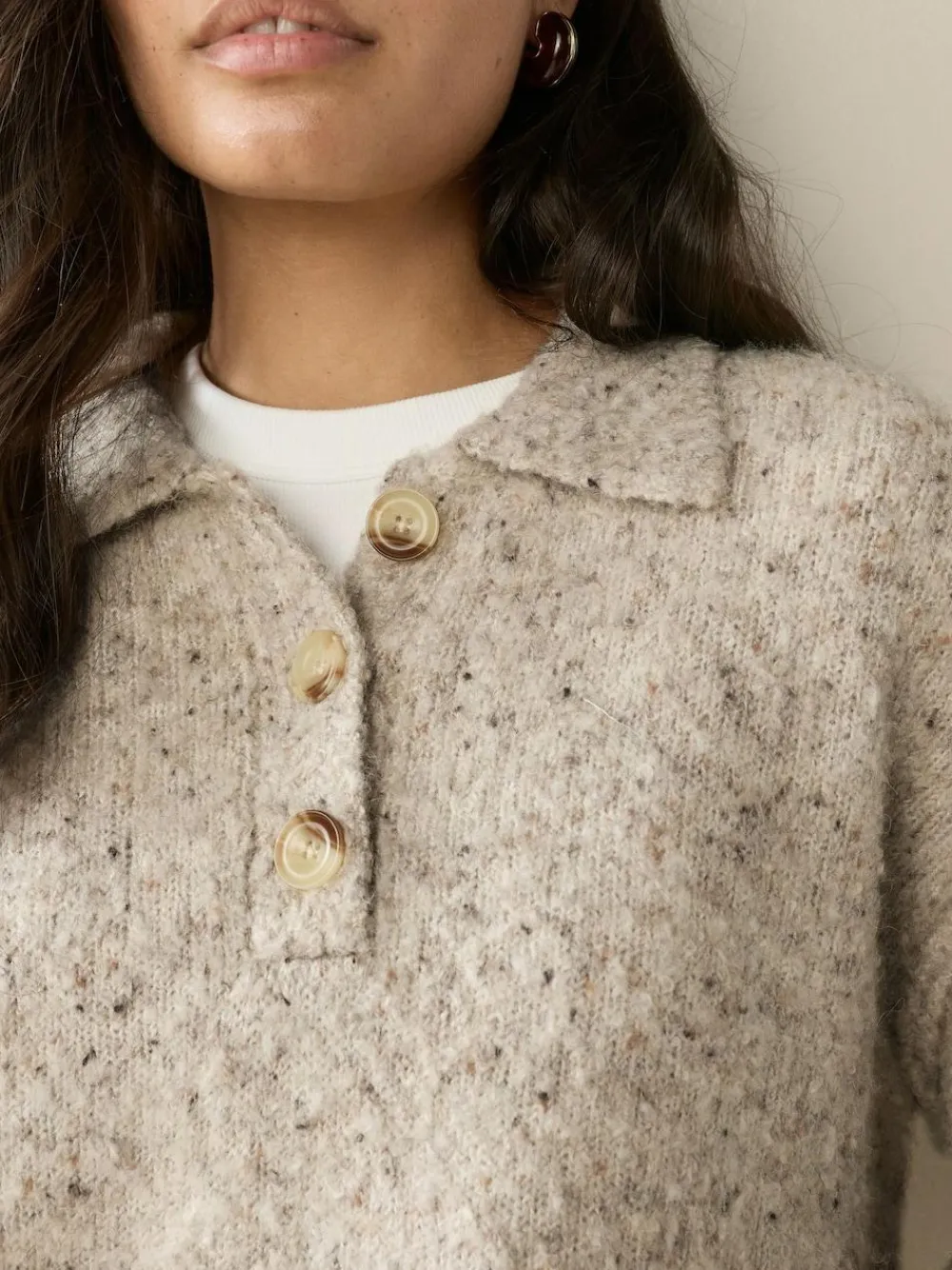 Next Boucle Long Sleeve Polo Jumper^Women Knitwear|Knitwear