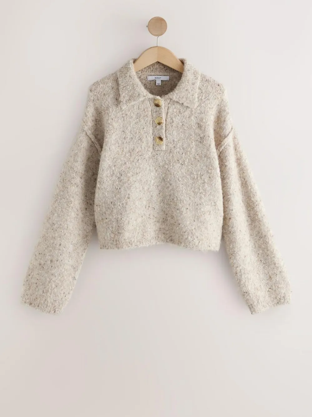 Next Boucle Long Sleeve Polo Jumper^Women Knitwear|Knitwear