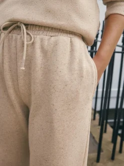 New Next Essential Wide Leg Jersey Joggers Neutral Neppy Textured