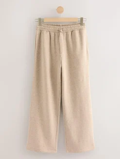 New Next Essential Wide Leg Jersey Joggers Neutral Neppy Textured