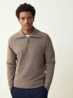 Discount Next Quarter Zip Neck Jumper with Wool Neutral