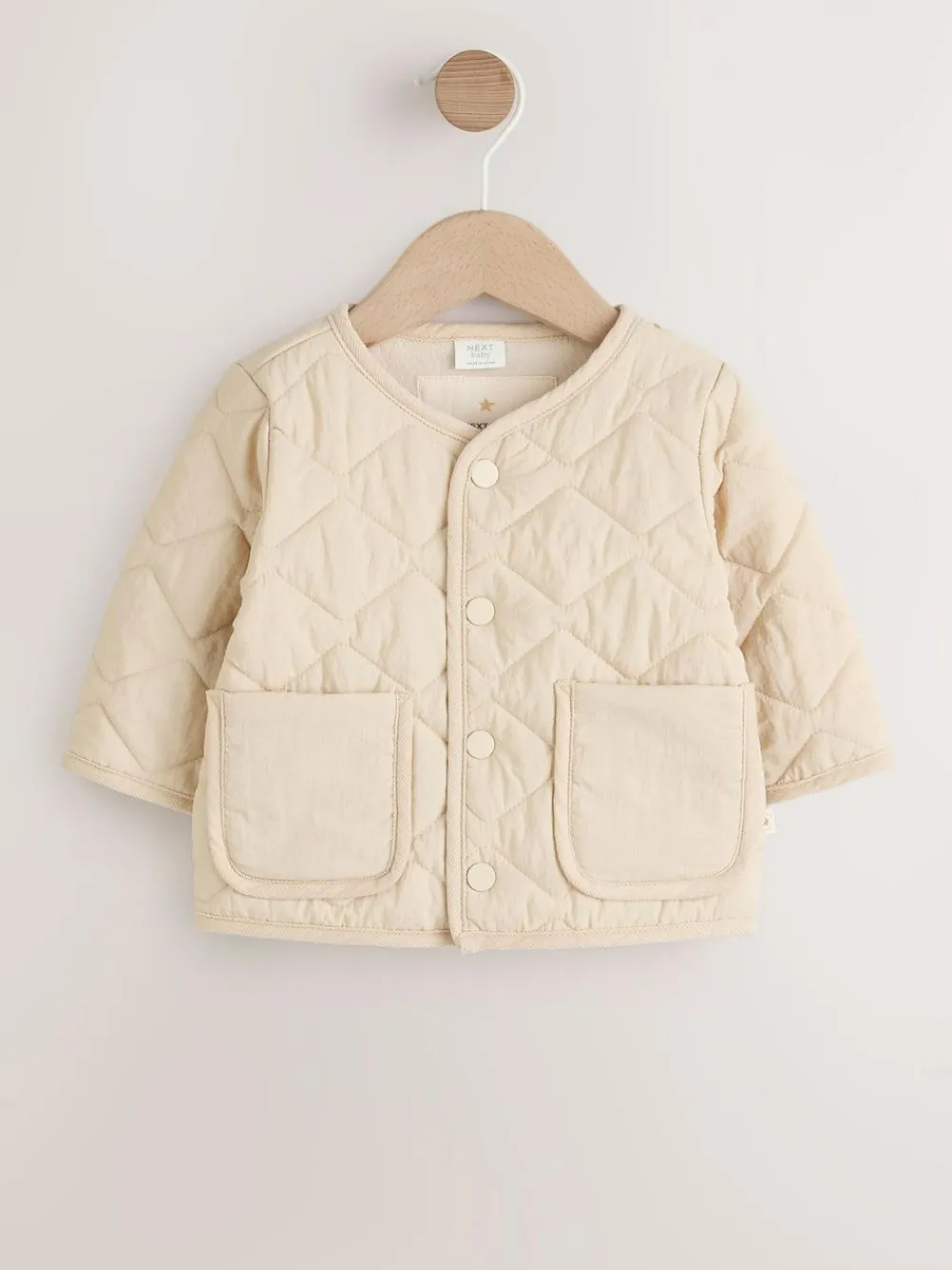 New Next Neutral Quilted Popper Baby Jacket