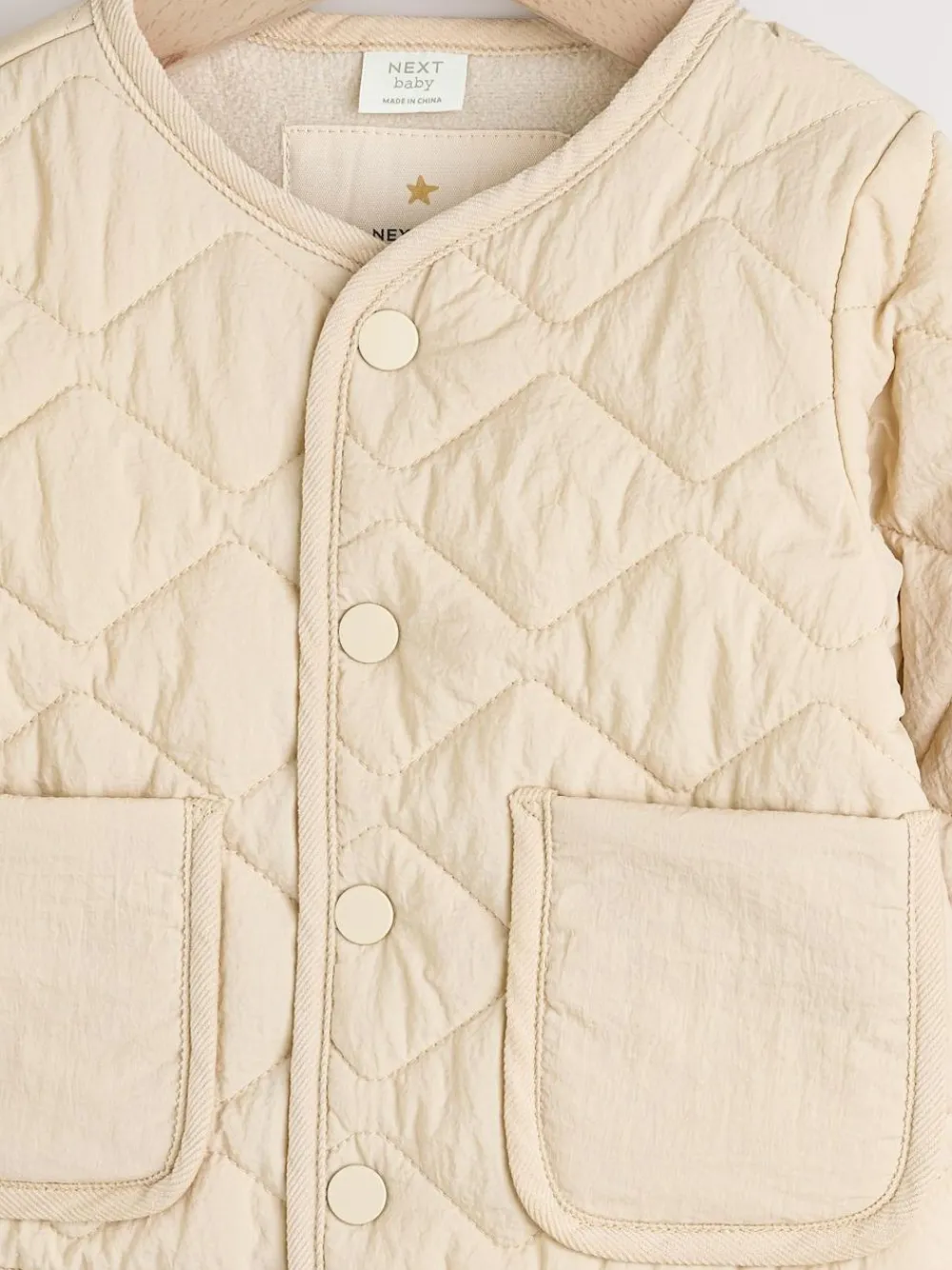 New Next Neutral Quilted Popper Baby Jacket