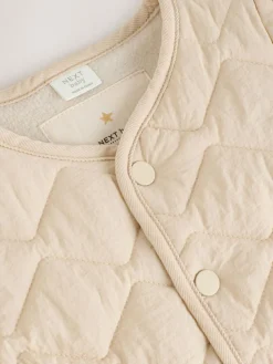 New Next Neutral Quilted Popper Baby Jacket