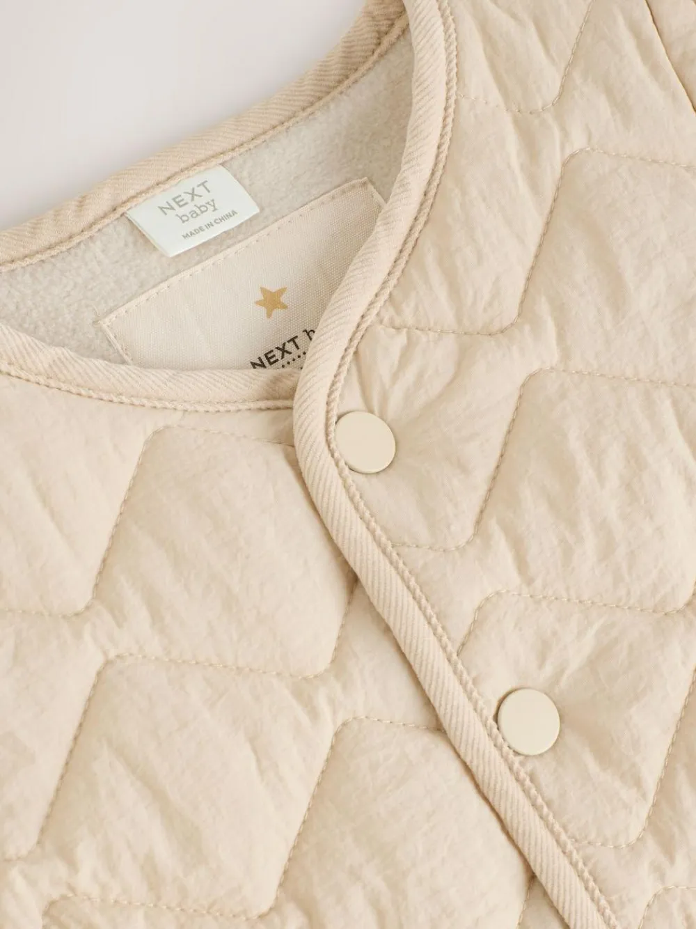 New Next Neutral Quilted Popper Baby Jacket