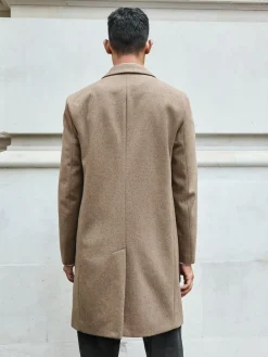 Hot Next Regular Fit Epsom Overcoat with Wool Neutral