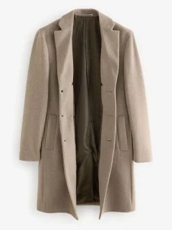Hot Next Regular Fit Epsom Overcoat with Wool Neutral
