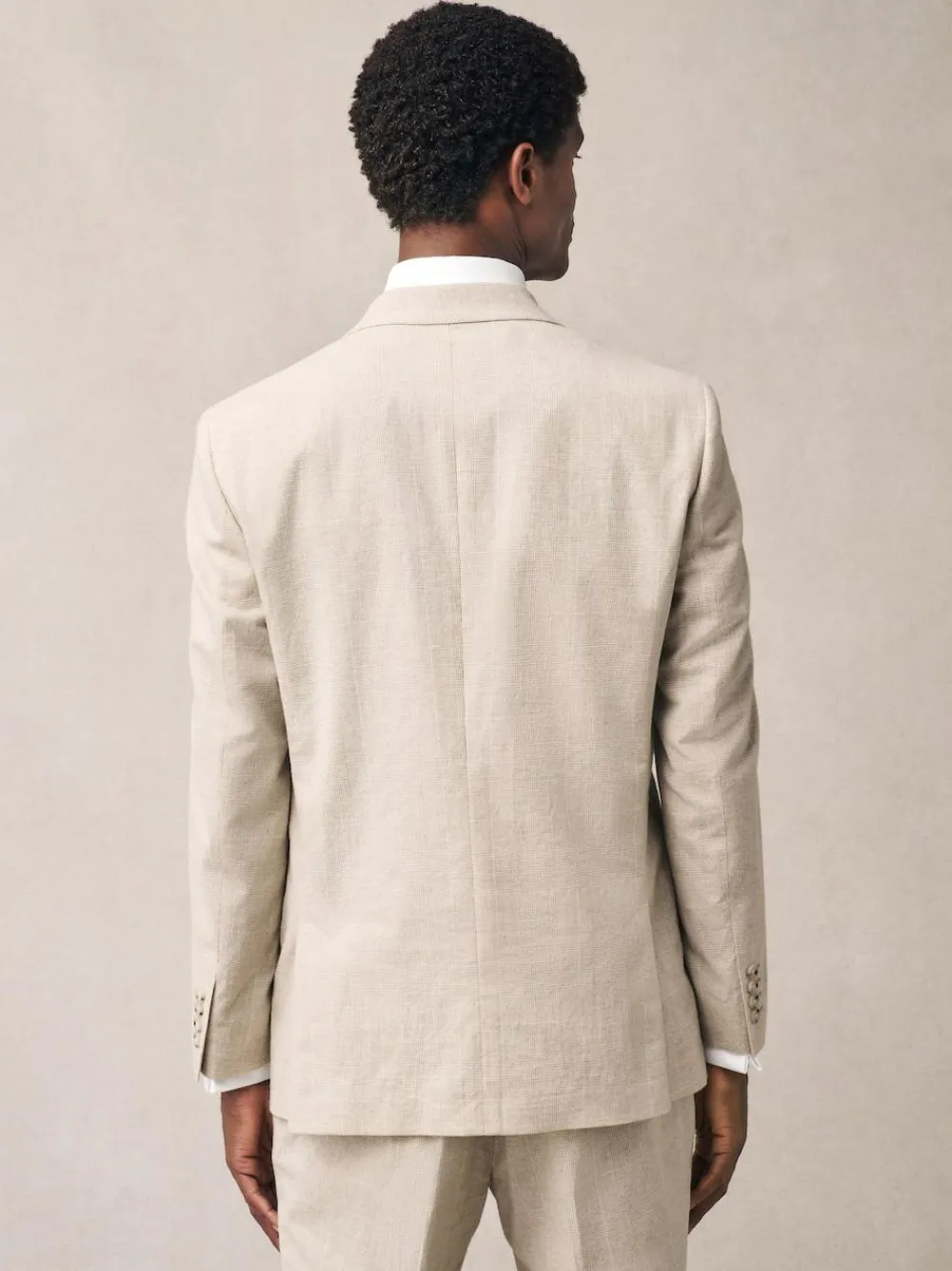 Next Neutral Regular Fit Linen Blend Check Suit Jacket^ Blazers & Formal Jackets