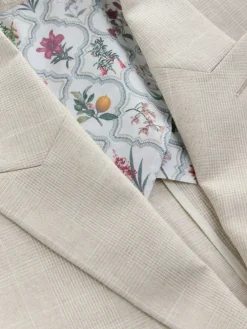 Next Neutral Regular Fit Linen Blend Check Suit Jacket^ Blazers & Formal Jackets