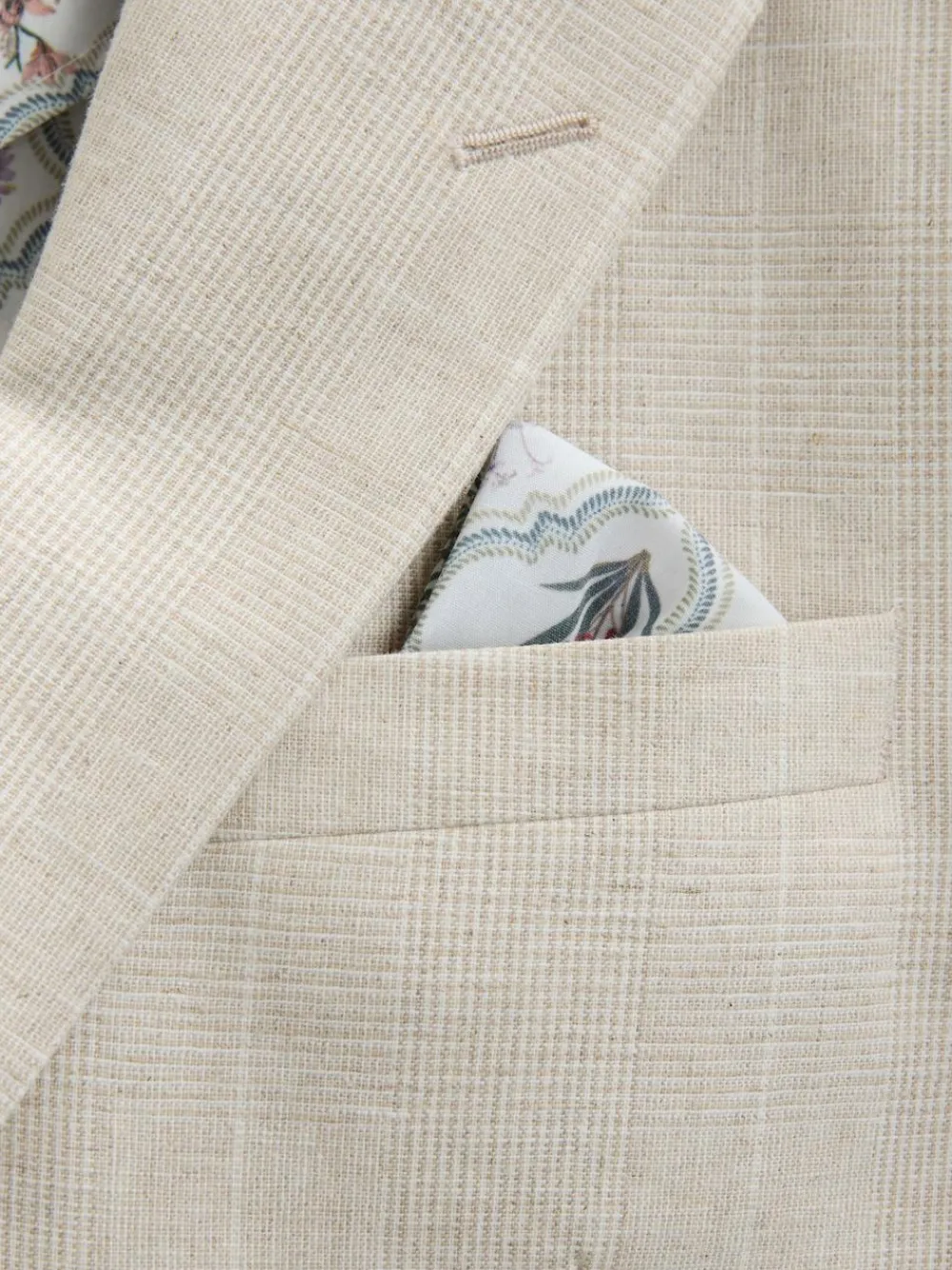 Next Neutral Regular Fit Linen Blend Check Suit Jacket^ Blazers & Formal Jackets