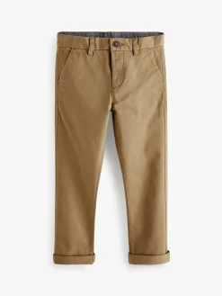 Next Neutral Regular Fit Stretch Chino Trousers (3-17yrs)^BOY Pants & Chinos