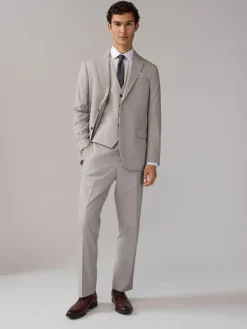 Next Neutral Regular Fit Textured Suit Trousers^ Occasionwear|Pants & Chinos