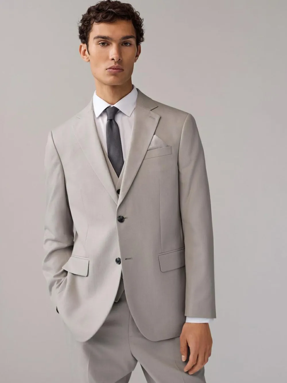 Next Neutral Regular Fit Textured Suit Jacket^ Blazers & Formal Jackets|Suits & Tuxedos