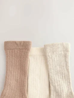 New Next Neutral Rib Knee High Baby Socks 3 Pack (0mths-2yrs)