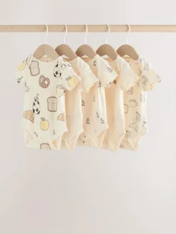 Next Neutral Short Sleeve Baby Bodysuits 5 Pack^BOY Unisex|Bodysuits & Vests