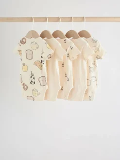 Next Neutral Short Sleeve Baby Bodysuits 5 Pack^BOY Unisex|Bodysuits & Vests