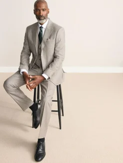 Next Neutral Signature Marzotto 100% Italian Wool Check Suit Waistcoat^ Vests