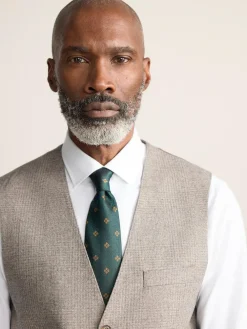 Next Neutral Signature Marzotto 100% Italian Wool Check Suit Waistcoat^ Vests