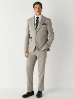 Sale Next Neutral Slim Fit Nova Fides Italian Wool Blend Trimmed Textured Suit Jacket