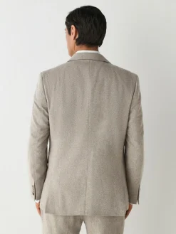 Sale Next Neutral Slim Fit Nova Fides Italian Wool Blend Trimmed Textured Suit Jacket