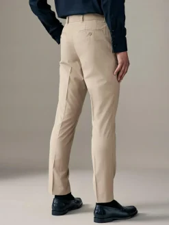 Next Neutral Slim Fit Stretch Smart Trousers