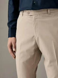Next Neutral Slim Fit Stretch Smart Trousers