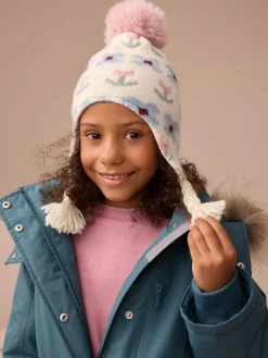 Next Neutral Stampy Flower Trapper Hat (3mths-13yrs)^ Hats|Hats, Gloves & Scarves