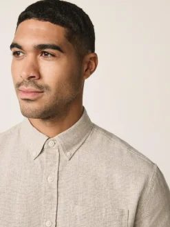 Next Standard Collar Cotton Linen Blend Long Sleeve Shirt^ Shirts