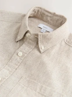 Next Standard Collar Cotton Linen Blend Long Sleeve Shirt^ Shirts