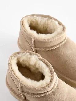 Next Neutral Standard Fit (F) Flatform Mini Warm Lined Water Repellent Suede Pull-On Boots^ Boots & Wellies