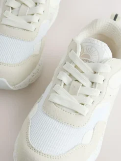 Best Next Standard Fit (F) Lace-Up Colourblock Trainers Neutral