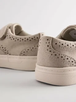 Hot Next Standard Fit (F) Touch Fastening Brogue Shoes Neutral