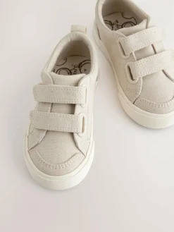 Next Standard Fit (F) Two Strap Touch Fastening Trainers Neutral