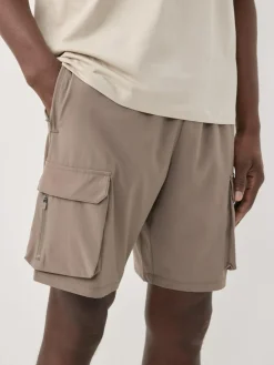 Discount Next Active Cargo Gym Training Shorts Neutral Stone