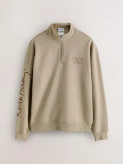 Next Neutral Stone Keith Haring Licence Graphic Print Quarter Zip Neck Sweatshirt^ Sweatshirts & Hoodies|Sweatshirts & Hoodies