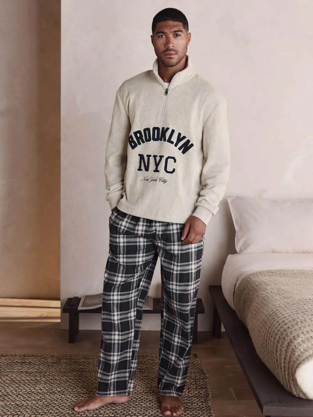 Outlet Next Thermal Fleece Half Zip Neutral Stone