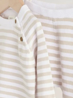 Outlet Next Neutral Stripe Knitted Top and Leggings Baby Set (0mths-2yrs)