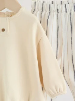 Next Neutral Stripe Sweat Top and Trousers Baby Set (0mths-2yrs)^BOY Sets & Outfits|Sweatshirts & Hoodies